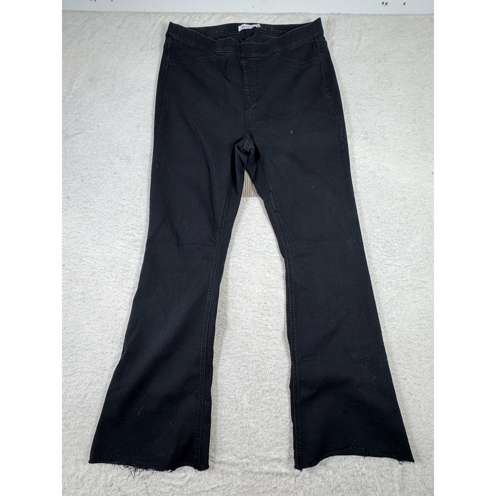 Ms. Cello Flare Jeans Women 2X Black Excellent Pull On Raw Hem AB35173P